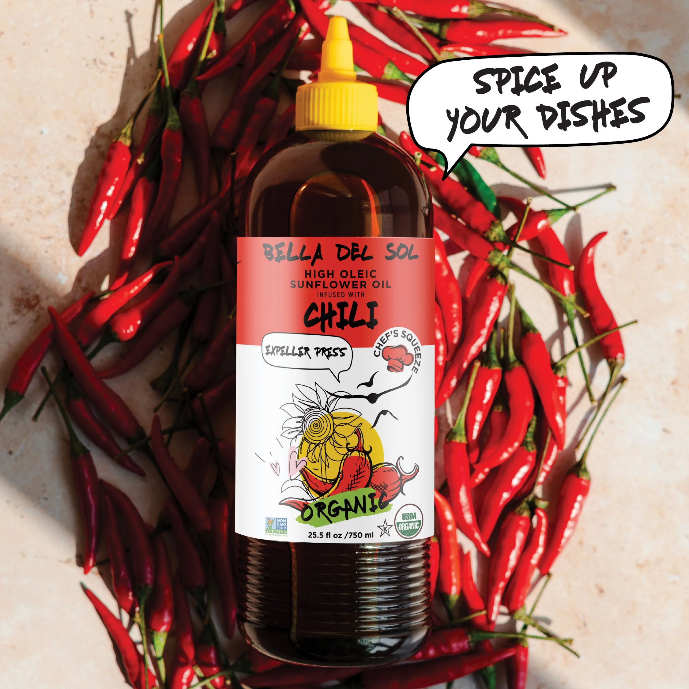 Bella Del Sol Squeezable Organic High Oleic Sunflower Oil Infused with Chili - Image 7