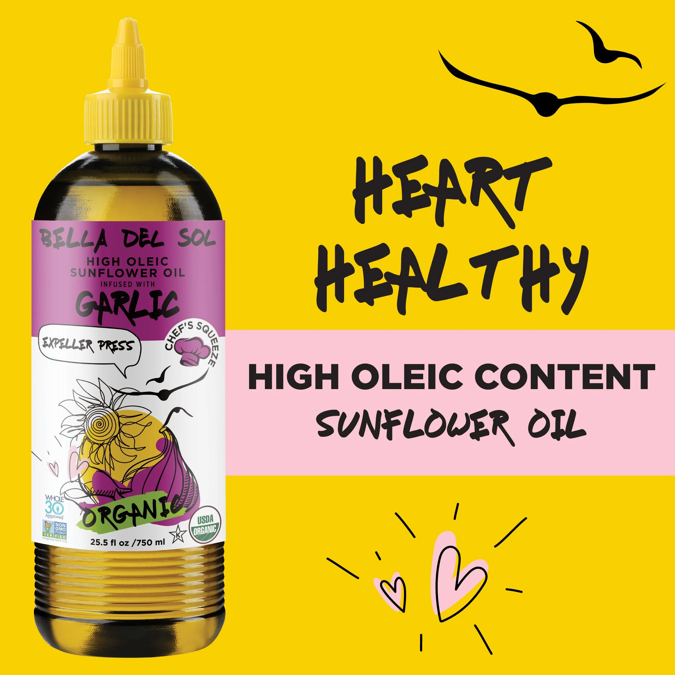 Bella Del Sol Squeezable Organic High Oleic Sunflower Oil Infused with Garlic - Image 4