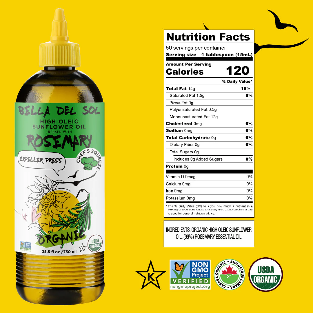 Bella Del Sol Squeezable Organic High Oleic Sunflower Oil Infused with Rosemary - Image 8
