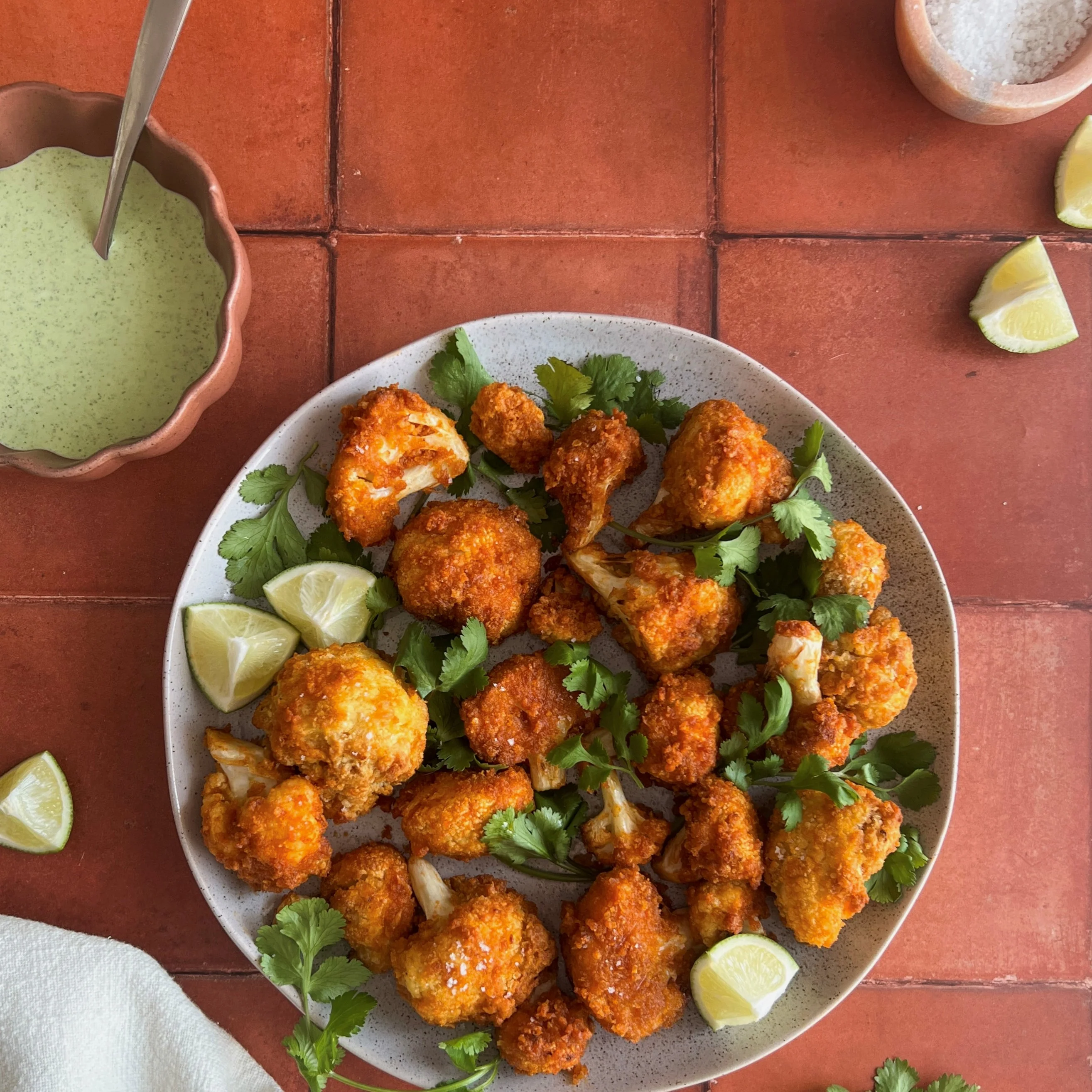 Buffalo Cauliflower Wings with Cilantro Ranch Dipping Sauce - Image 3