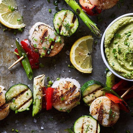 Grilled Scallop And Veggie Skewers With Green Tahini - Image 2